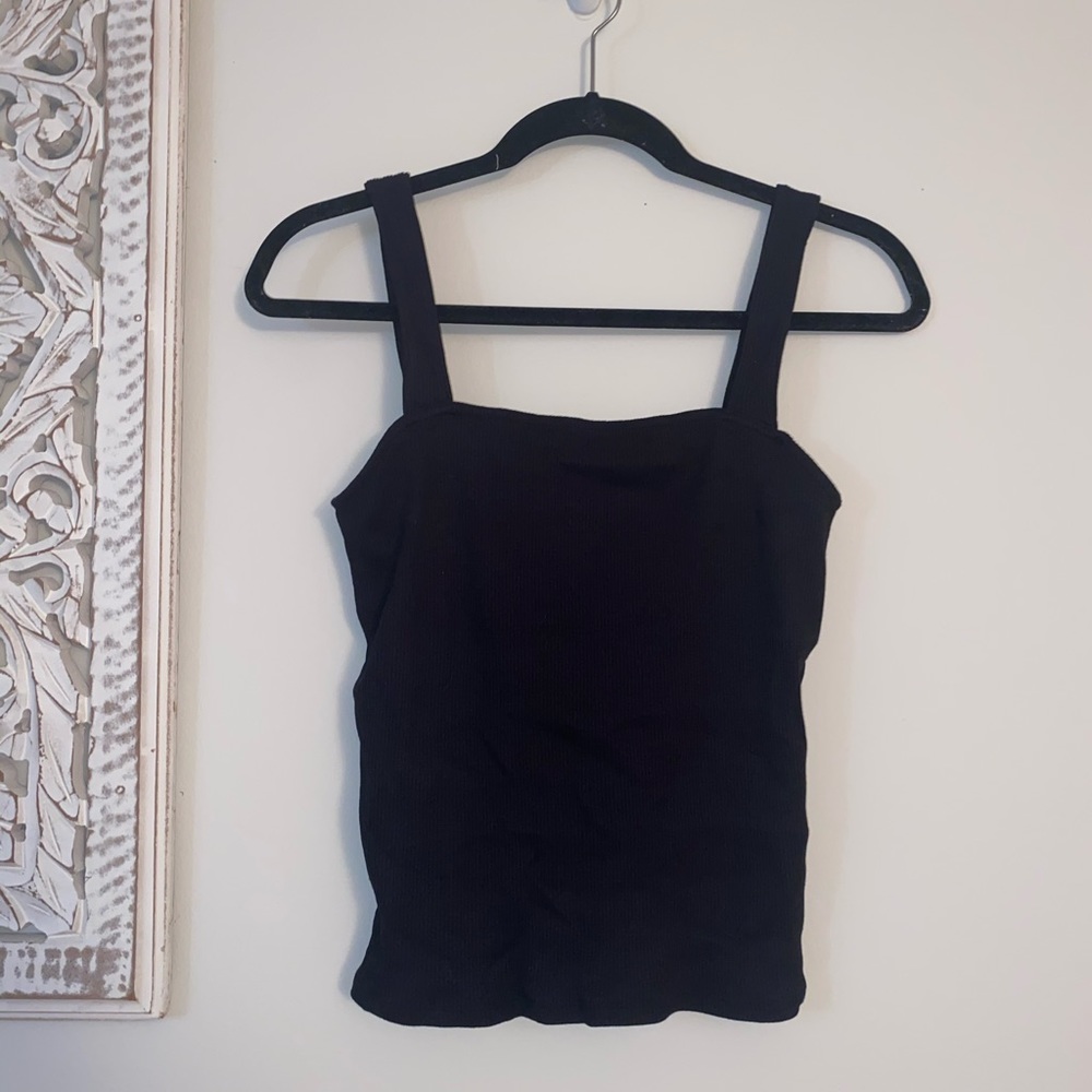 Express black ribbed tank- square neck